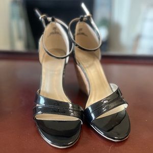 Pesaro Black Strappy Cork Wedge, Size 8